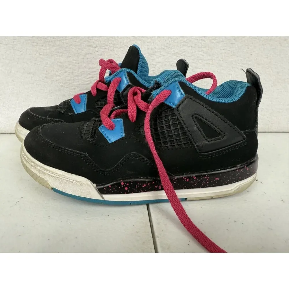 Nike Air‎ Jordan 4 Retro Dynamic Blue Black Pink Toddler Shoes 308500-019 Sz 10C